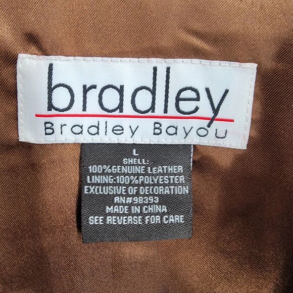 Bradley Bayou Jacket Womens Large 100% Leather Croc Embossed Brown - Picture 10 of 12